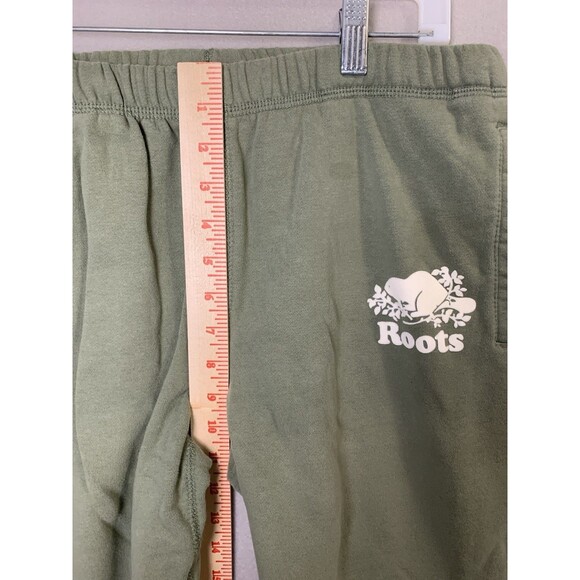 Roots Pants Womens Medium Green Knit Joggers Sweatpants Spellout Logo Pull On - Picture 8 of 9
